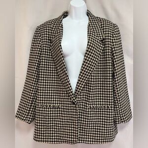 Alfred‎ Dunner Houndstooth Wool Blend Vintage Blazer Jacket Size 16
